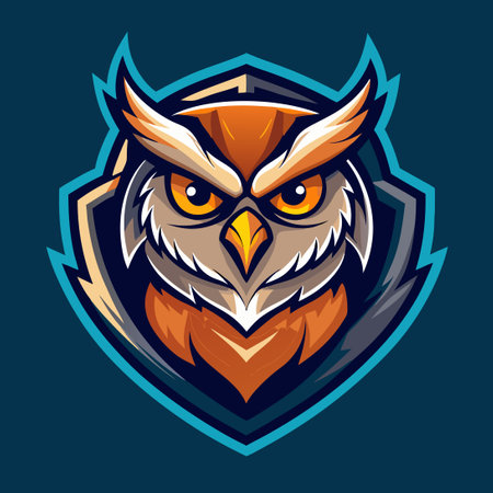 Modern Vector Illustration of an Owl Mascot Logo Design with Vibrant Colors and Bold Linesのイラスト素材