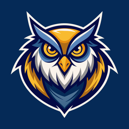 Illustrative Mascot Logo Featuring an Owl with Detailed Feathersのイラスト素材