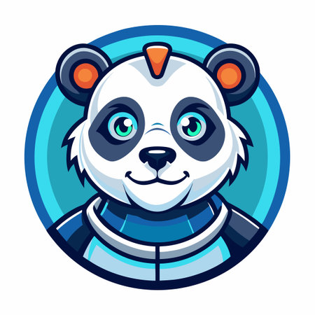 Captivating Panda Portrait Sticker Featuring a Mascot Logo Illustrationのイラスト素材