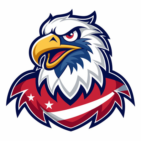 American Eagle Patriotic Postage Stamps Pack with Illustrated Designs Depicting Historical Momentsのイラスト素材