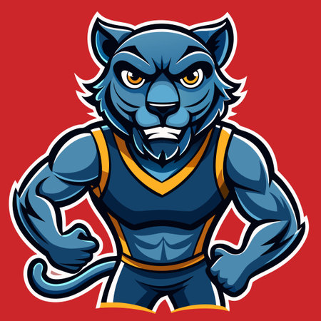 Vintage Sports Team Mascot Panther Character with Retro Styleのイラスト素材