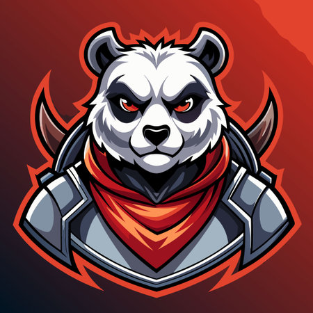 Fierce Panda Warrior Mascot Logo for Esports Teams and Gaming Clansのイラスト素材