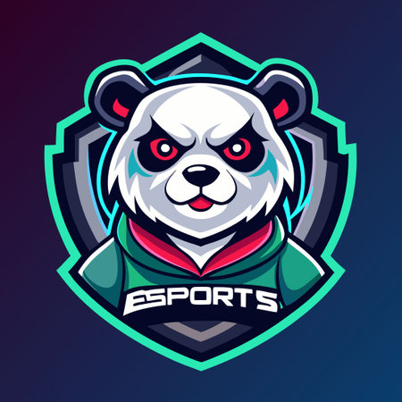 Captivating Esport Logo Featuring a Fierce Panda Mascotのイラスト素材