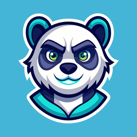 Adorable and Playful Panda Head Mascot Logo Stickerのイラスト素材