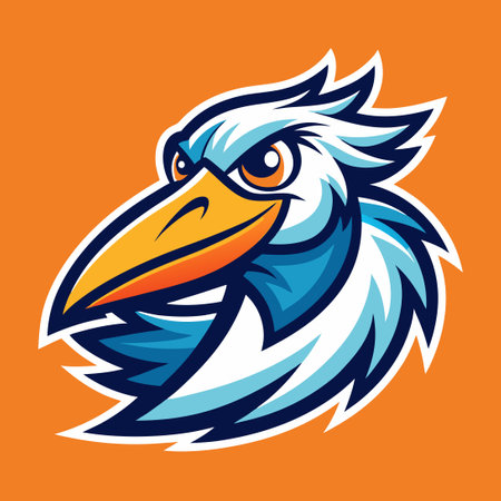 Majestic Pelican Bird Swimming Gracefully in the Ocean Depicted in Detailed Mascot Logoのイラスト素材