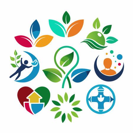 Comprehensive Collection of Health-Focused Pictorial Logos for People and Organizationsのイラスト素材