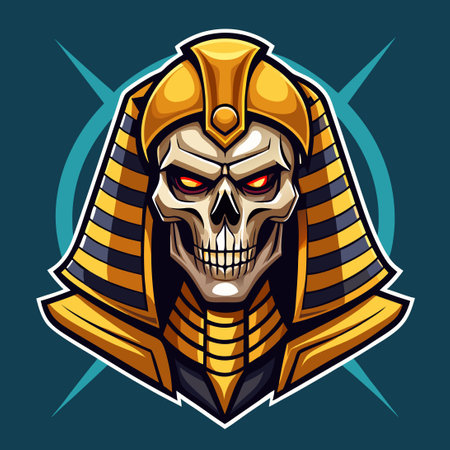 Pharaoh Skull Mascot Logo for Esports and Sports Teamsのイラスト素材