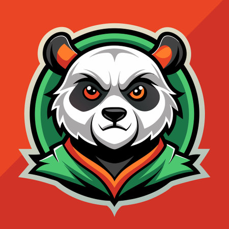 Flat Art Vector Illustration of a Panda Mascot Logoのイラスト素材