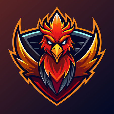 Fiery Phoenix Mascot Logo for Gaming and Esportsのイラスト素材