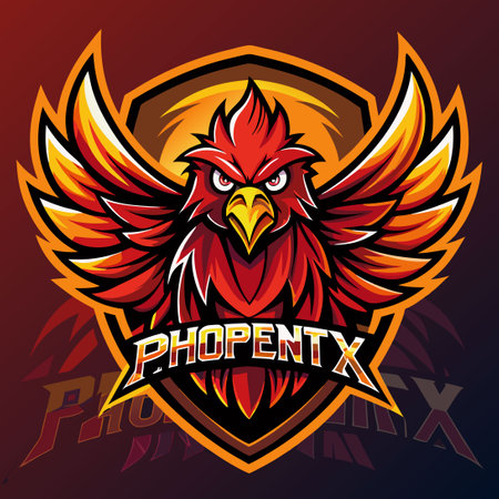 Fierce Phoenix Mascot Logo for Esports Team in Dynamic Poseのイラスト素材
