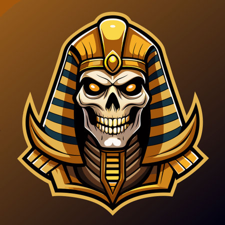 Fierce Pharaoh Esports and Sports Mascot Logo with Intricate Detailsのイラスト素材