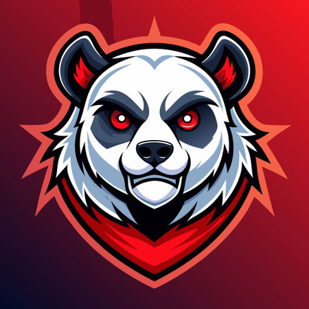 Fierce Panda Head Mascot Logo for Esports Team with Modern Typographyのイラスト素材