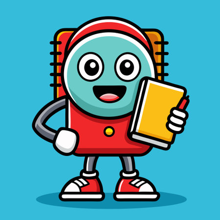 Cute and Playful Notebook Mascot Character with a Friendly Smileのイラスト素材