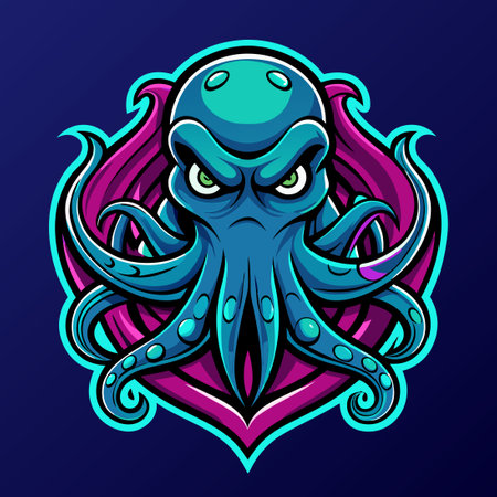 Enigmatic Octopus Esport Emblem with Striking Design for Gaming Teamsのイラスト素材