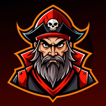Fierce Pirate Captain Logo for Esport Enthusiastsのイラスト素材