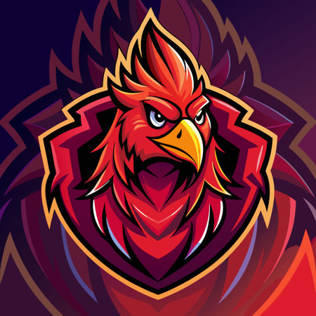 Mighty Phoenix Bird Mascot for Gaming Team with Esports Logoのイラスト素材
