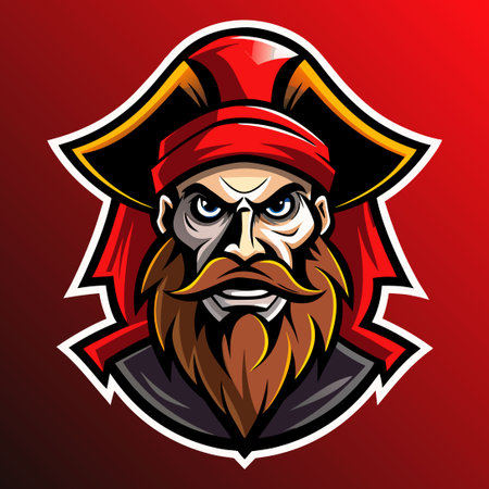 Fierce Pirate Esport Logo with Skull and Sword Mascotのイラスト素材