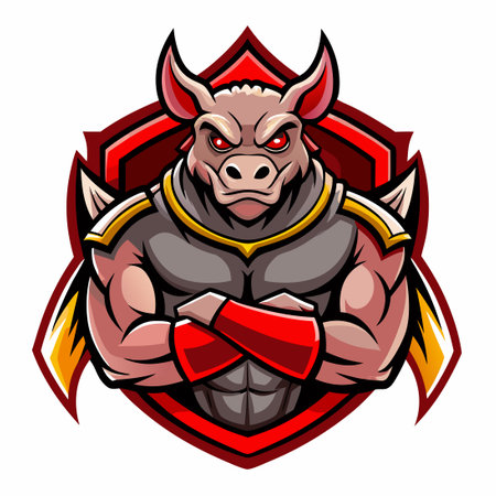 Ferocious Pig Warrior Mascot Embodies Sportsmanship and Determinationのイラスト素材