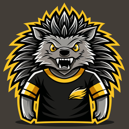 Adorable Porcupine Animal Mascot Design Adorned on a T-Shirt Print Vector Mockupのイラスト素材