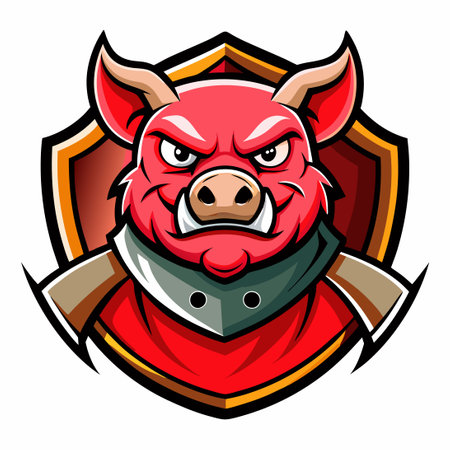 Cartoon Mascot Logo Featuring an Enraged Pig with a Revenge-Seeking Expressionのイラスト素材