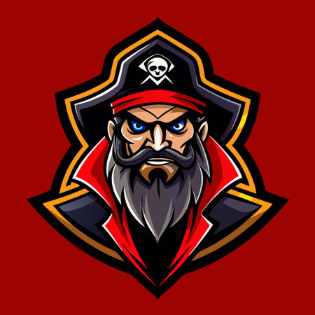Pirate-Themed Mascot Logo Template for Esport Gaming Teams and Organizationsのイラスト素材