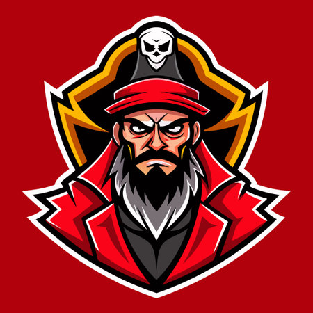 Fierce Pirate Esport Gaming Mascot Logo Template with Sporty Elementsのイラスト素材