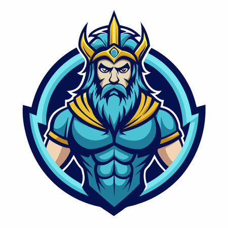 Outline Logo for Poseidon, the Greek God of the Sea, Featuring a Regal Tridentのイラスト素材