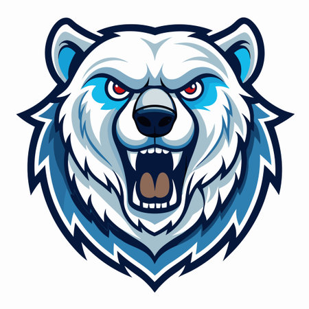 Ferocious Polar Bear Mascot Logo with Aggressive Expressionのイラスト素材