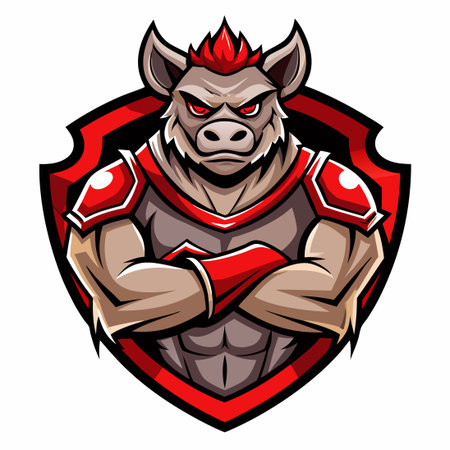 Fierce Pig Warrior Mascot Emblems for Sports Teamsのイラスト素材