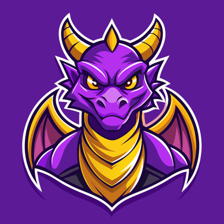 Purple and Yellow Dragon Mascot Logo for Esports and Athletic Teamsのイラスト素材