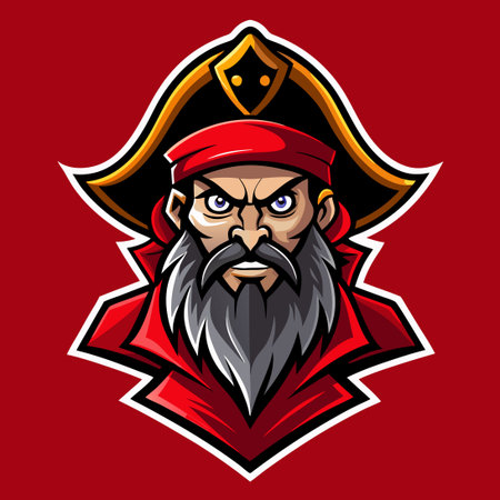 Ferocious Pirate Esport Team Mascot with Crossed Swords and Skullのイラスト素材