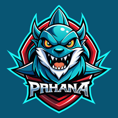 Piranha Esport Mascot with Sharp Teeth and Aggressive Expressionのイラスト素材