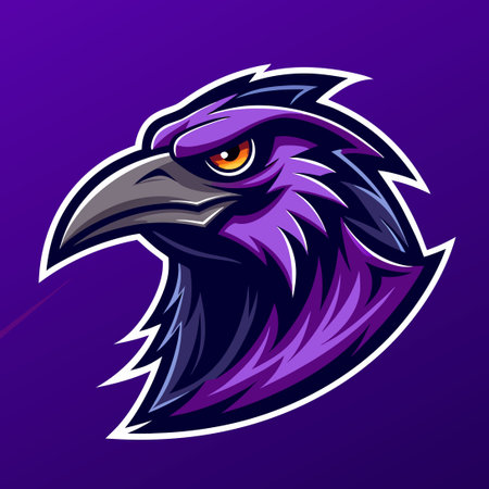 Modern Illustrative Raven Mascot Logo with Vector Elementsのイラスト素材