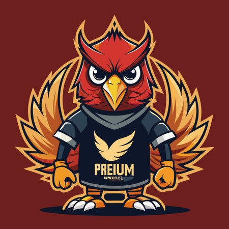 Premium Quality Wild Bird Mascot T-Shirt Featuring a Distinctive Printのイラスト素材