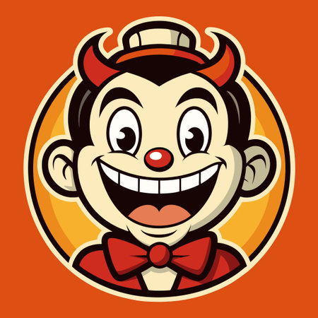 Retro 30s Cartoon Characters with Humorous Expressions and Vibrant Colorsのイラスト素材