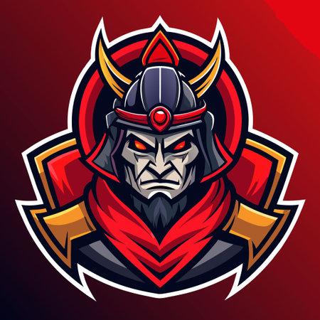 Dynamic Samurai Mascot Logo with Modern Illustrationのイラスト素材