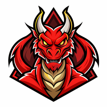 Fierce and Powerful Red Dragon Mascot Logo for Gaming or E-Sports Teamのイラスト素材