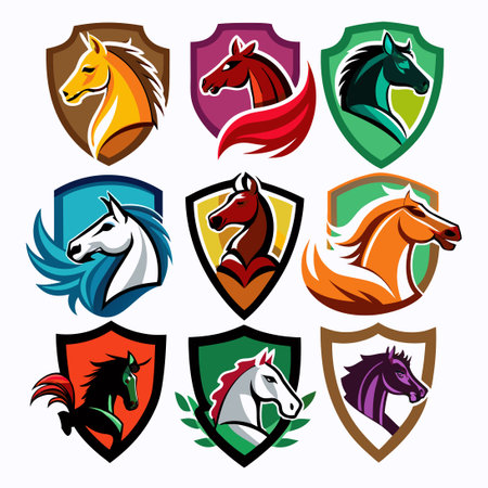 Collection of Sports Logos Featuring Horses and Racingのイラスト素材