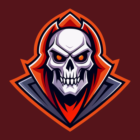 Modern Skull Blind Mascot Logo Vector Illustration for Brandingのイラスト素材