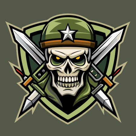 Military Skull Mascot Logo Vector Design with Modern Aestheticのイラスト素材