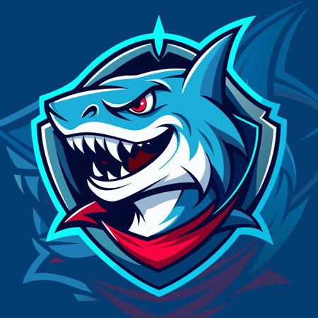 Fearsome Shark Mascot Esport Logo with Aggressive Teethのイラスト素材