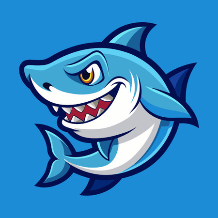 Cute Shark Mascot Vector Logo Illustration for Kids and Animalsのイラスト素材
