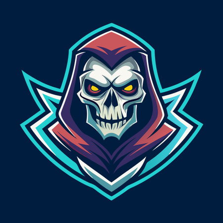 Modern Skull Mascot Logo with Blindfold and Geometric Elementsのイラスト素材