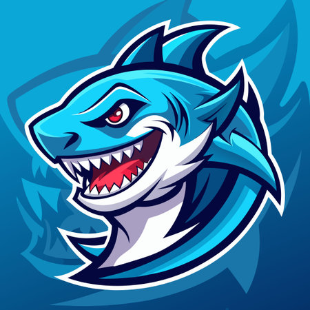 Fierce Shark Gaming Mascot Logo Template for Esports Teamsのイラスト素材
