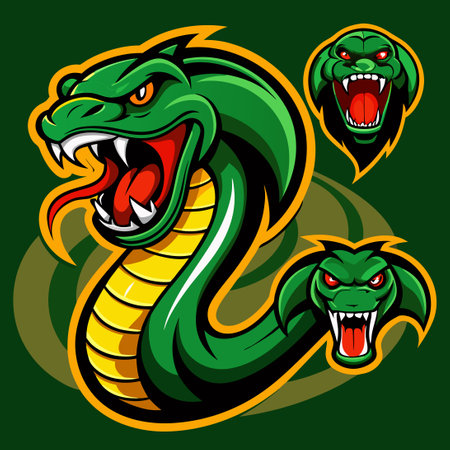 Assortment of Snake Mascot Logos in Striking and Compelling Designsのイラスト素材