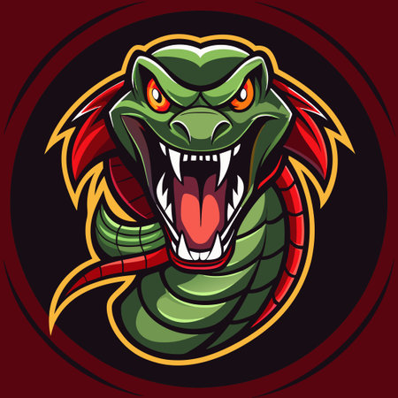 Venomous Snake Mascot for E-sports Enthusiasts with Fierce Expressionのイラスト素材