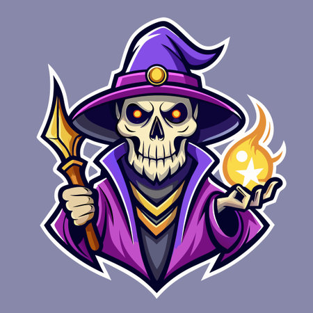 Eerie Skeleton Witch with Skull Mask Logo Mascotのイラスト素材