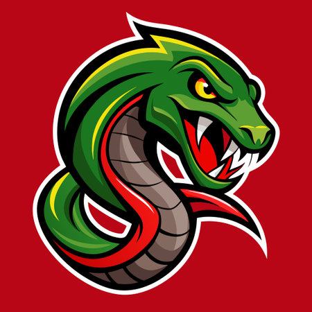 Sly and Graceful: A Green Snake Mascot Vector Illustrationのイラスト素材
