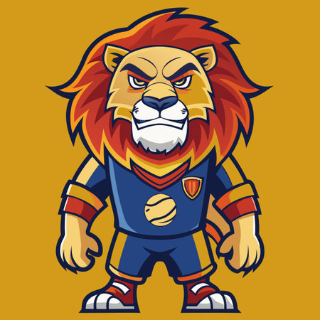 Old School Style Set of Lion Mascots with Fierce Expressionsのイラスト素材