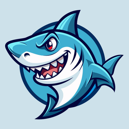 Playful and Colorful Shark Cartoon Mascot Characterのイラスト素材